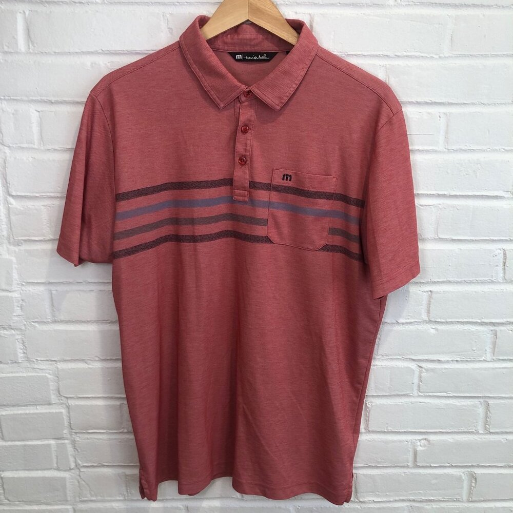 Travis Mathew Golf Polo Shirt Triple Color Chest 3 Button Down Men's Large